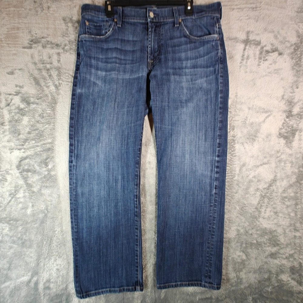 7 For All Mankind Jeans Mens 36 Blue Straight Leg Stretch Denim USA Made
